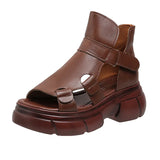 Sandals Female Muffin And Fish Mouth Hollowed-Out Sandals 2024 Summer New Roman Sandals