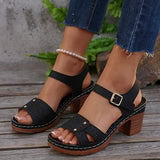 Breakj Retro Casual Roman Style Round-Headed Women's Shoes New Hollow Breathable Flat Buckle