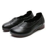 luxury brand leather autumn shoes for womens plus size 41 42 loafers female comfort flats Women's Comfort