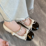 Breakj Head Low Chunky Heels Metal Costume Bow Flats Shiny Elegant Designer Shoes Women's Fashion Temperament Slippery