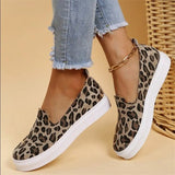 Vulcanized Sneakers Leopard Slip On Flat Wedge Platform Black High Top Suede Leather Autumn Ladies Shoes Zapatos