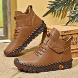Women Ankle Boots Women Fur Leather Boots Outdoor Leisure Keep Warm Short Snow Boots Botas Mujer Anti-Slip Flat Mom