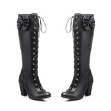 Breakj High Boots Plus Size Front Strap Thick Heel Women's Boots