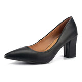 Dress, Professional High Heels, Women's Etiquette, Pointed, Shallow Mouth, Single Shoes, Dumb Leather, Black Thick Heels, Work Shoes, Size