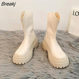 New Arrival Women Ankle Boots Fashion Zipper Round Toe Ladies Casual Soft PU Leather Short Boots Thick Sole Non Slip