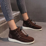 Lace Up Flock Footwear Ladies Casual Sewing Female Shoes Plus Size Women Ankle Boots Winter Women's Warm