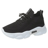 Light Sneakers For Women Casual Knitted Shoes Thick Bottom Ladies Running Shoes Fashion Lace Up Female Vulcanized