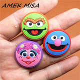PVC Shoe Buckle Accessories Cartoon Pink Green Blue Monsters Shoes Decoration Jibz for Croc Charms Bracelets Kids