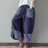 Autumn Fashion Women Cotton Linen Pencil Pants Casual Print Patchwork Loose Long Trousers Elegant Streetwear Lady