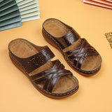Breakj Female 2023 Summer Flower Slippers Large Yard Slope With Thick Bottom Cross A Word Cool Drag Female Beach