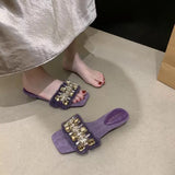 Breakj Slippers Women In The Summer Of 2025 New Soft Glutinous Wear! Milk Tea Apricot Water Drilling Temperament Exposed Toe Hairy