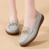 Breakj Spring And Autumn New Bean Shoes Women's Casual Women's Leather Shoes Metal Buckle Soft Soles Large-Size Mother