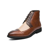 Leather Boots Men Ankle Boots Splicing Business Shoes Fashion Microfiber Leather Shoes Big Size