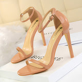 Breakj Fashion Ultra High Heel Patent Leather Open Toe With Sandals Summer Sexy Nightclub Women High