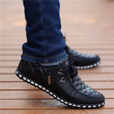 Men Leather Shoes Autumn Men's Casual Shoes Breathable Light Weight White Sneakers Driving Shoes Pointed Toe Business Men