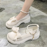Jane Shoes 2023 Spring And Autumn New Flat Single Shoes Summer Style Soft-Soled Grandma Shoes Bowknot Small Leather