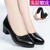 Soft Leather Low Heel Shoes Comfortable Soft Sole Middle-aged Sandals Mid Heel Work Shoes New Arrival