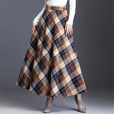 Waist Woolen Skirts Women Winter 2019 Fashion Streewear Wool Long Pleated Skirt Casual Ladies Saia Longa Plaid Female