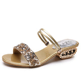 Breakj Slippers Women 2025 Summer Water Diamond Lily With A Word Wearing Fashion One Shoe Two Wearing