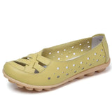 Genuine Leather Shoes Women Flats Spring Soft Slip-On Loafers 2019 New Arrival Cut-Outs Flat Peas Non-Slip Shoes