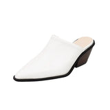 2024 New Baotou Half Drag Female Small Square Slope With High Heel Cool Drag Fashion To Wear Bright Leather Lazy Muller