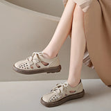 Hollow Roman Sandals Women 2024 Summer Breathable Retro Single Shoe Thick Sole Sports Casual Women's Shoes