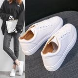 Summer New Leather Face Pure Color Flat Shoes Women's Students Light Women's Casual Sports Small White