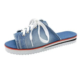 Women Peep-toe denim Sandals Breathable Summer Shoes Comfortable Casual Slippers Ladies New Flat Shoes Zapatos