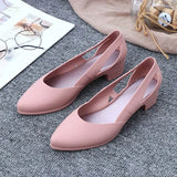 Sandals Summer Shoes 2021 Pointed Toe Ladies Shallow Female Mid Heels Summer Hollow Out Breathable Comfort Woman