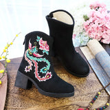 Breakj Boots Autumn And Winter Clip Cotton And Velvet High Heel Women's Boots Cotton Boots Snow Boots Winter Boots Embroidered Cloth Shoes