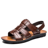 Breakj New Men's Plus Size Casual Sandals 45 Cowhide Beach Shoes 46 Cool Slippers 47 Men's