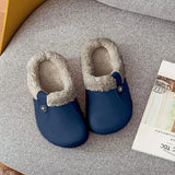 Men's Home Slippers For Woman Plush Waterproof Warm Fur Slippers Clogs Lovers Home Slippers Indoor Floor Shoes For