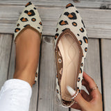 Elegant Knitted Ballet Flats Woman Point Toe Mesh Moccasins Ladies Big Size Leopard Loafers Soft Driving
