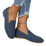 Breakj Size Casual Shoes Female Spring And Summer New Single Shoes Square Head Flat Fly Woven Lazy