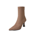 Breakj Short Boots Women Autumn And Winter Commute High And Bare Boots Korean Version Of Thin Skinny Boots Tips And Elastic Socks