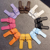 Breakj Solid Color Flat Bottom Slippers Female Slippers Square Head Breathable A Foot Pedal Home Slippers