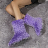 Size 2025 Autumn And Winter New Lady's Mid-Clinity Fashion Boots Lattice Boots Warmed Round