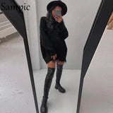 Knitwear Casual Y2K Pullover Basic Long Sleeve Oversized Sweater Tops Loose Knitted Sexy Women Party Sweater Dresses