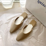 Fashion Pointed Toe Mules Women Summer Slippers Candy Color Flats Slip-on Holiday Ladies Sandals Slides PU Women