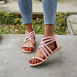 Sandals 2023 Summer New Multi-Color Large-Size Sandals Women's Suede Open-Toe One-Word Buckle Flat