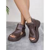 Women Summer Sandals Roman High Heels Shoe Ladies Vintage Genuine Leather Thick Bottom Sandalias Mujer Sapato Feminino