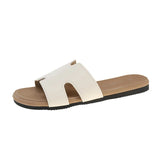 Breakj Boken Slippers Female H Drag Wear 2025 New High-End Sense French Flat-Bottomed Beach Word Drag