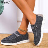 Autumn Fashion Canvas Shoes for Women Flat Round Toe Slip on Casual Shoes Comfortable Light Outdoor Sport Running