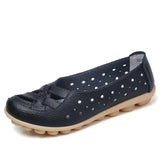 Genuine Leather Shoes Women Flats Spring Soft Slip-On Loafers 2019 New Arrival Cut-Outs Flat Peas Non-Slip Shoes