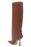 Breakj New 2024 Big Tube Around Pointed Skirt Boots Long Stone Grain Knight Boots Women's