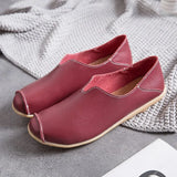 Fish Mouth Women Shoes Flat Ladies Shoes Leather Stitching Retro Soft Women'S Ballerina Footwear Casual Sneaker 44