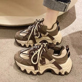 sneakers Women's Chunky Sneakers Black brown Platform Tennis Shoes for Women Thick Bottom Breathable Sports Dad