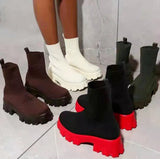 Autumn and Winter New Couple Socks Shoes Thick Bottom Casual Large Size Net Red Knitted Short Boots Female Botas De