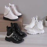 Breakj And Girl Baby Fashion Pocket Martin Boots 2023 New Cute Round Head Side Zipper Short Fashion