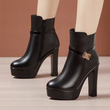 High-Heeled Martin Boots 2023 New Round-Headed British Style Spring And Autumn Cheongsam Walking Show